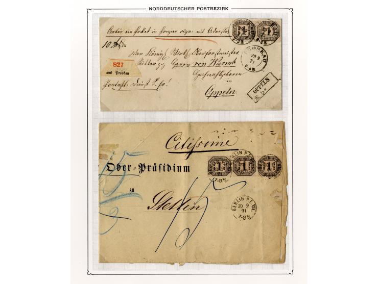 1870/71, Dienstmarken-Briefsammlung mit 45 Briefen, dabei seltene Einzelfrankaturen, Mehrfachfrankaturen, R-Briefe, Paketbegl