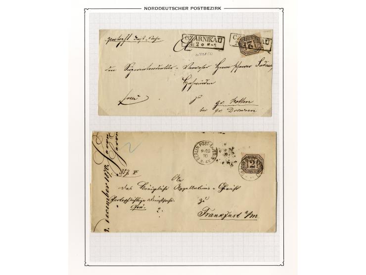 1870/71, Dienstmarken-Briefsammlung mit 45 Briefen, dabei seltene Einzelfrankaturen, Mehrfachfrankaturen, R-Briefe, Paketbegl