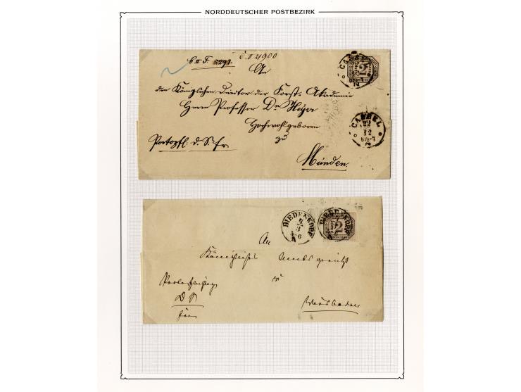 1870/71, Dienstmarken-Briefsammlung mit 45 Briefen, dabei seltene Einzelfrankaturen, Mehrfachfrankaturen, R-Briefe, Paketbegl