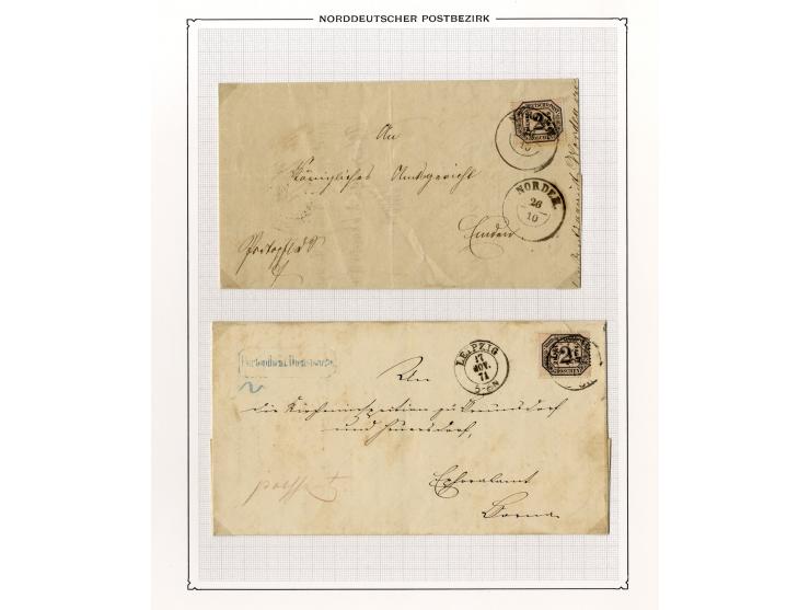 1870/71, Dienstmarken-Briefsammlung mit 45 Briefen, dabei seltene Einzelfrankaturen, Mehrfachfrankaturen, R-Briefe, Paketbegl