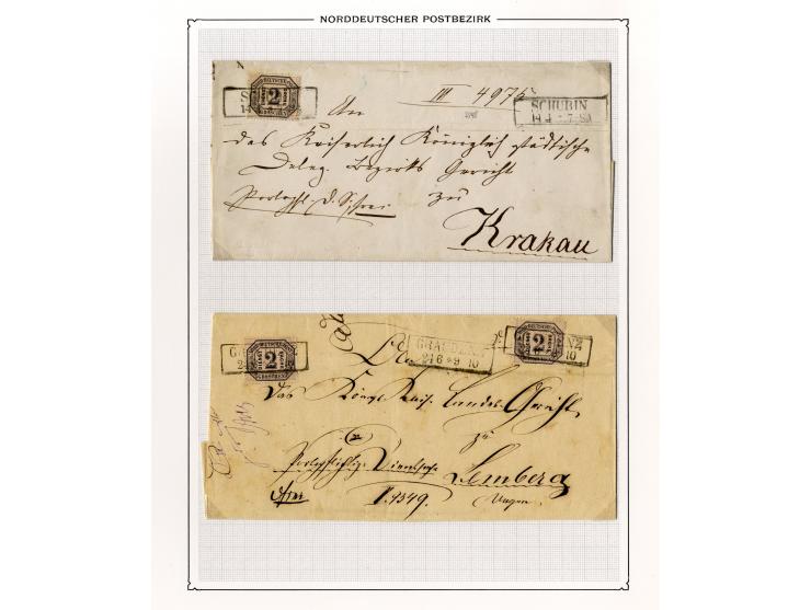 1870/71, Dienstmarken-Briefsammlung mit 45 Briefen, dabei seltene Einzelfrankaturen, Mehrfachfrankaturen, R-Briefe, Paketbegl