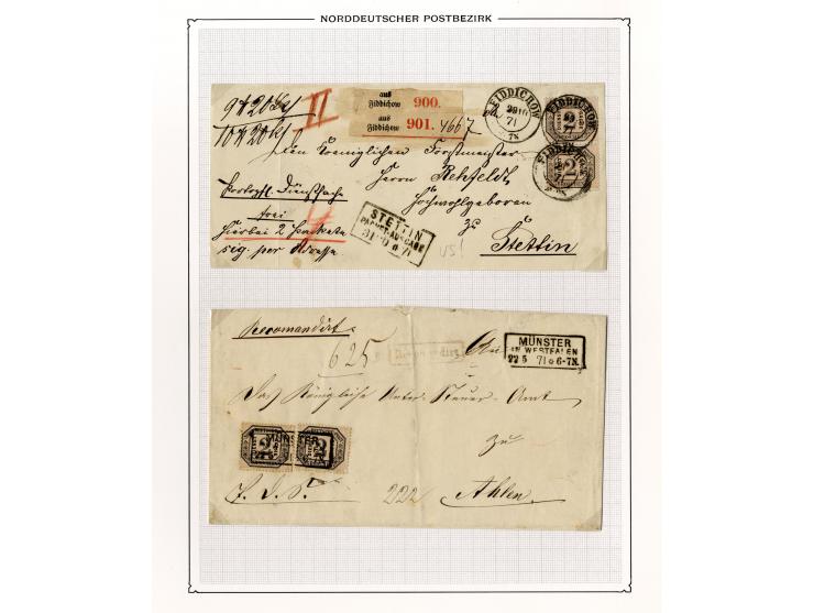 1870/71, Dienstmarken-Briefsammlung mit 45 Briefen, dabei seltene Einzelfrankaturen, Mehrfachfrankaturen, R-Briefe, Paketbegl