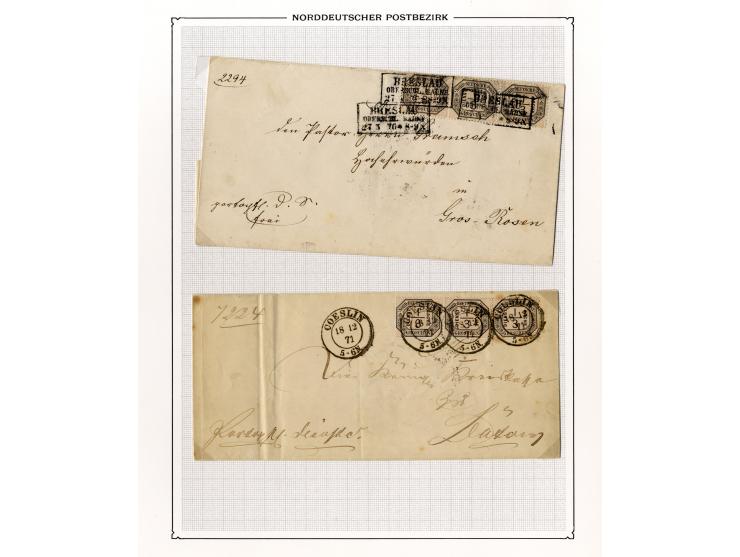 1870/71, Dienstmarken-Briefsammlung mit 45 Briefen, dabei seltene Einzelfrankaturen, Mehrfachfrankaturen, R-Briefe, Paketbegl