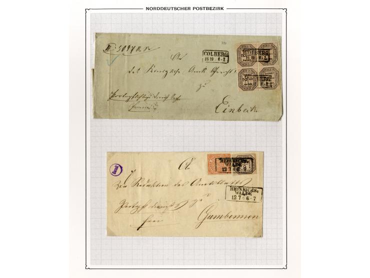 1870/71, Dienstmarken-Briefsammlung mit 45 Briefen, dabei seltene Einzelfrankaturen, Mehrfachfrankaturen, R-Briefe, Paketbegl