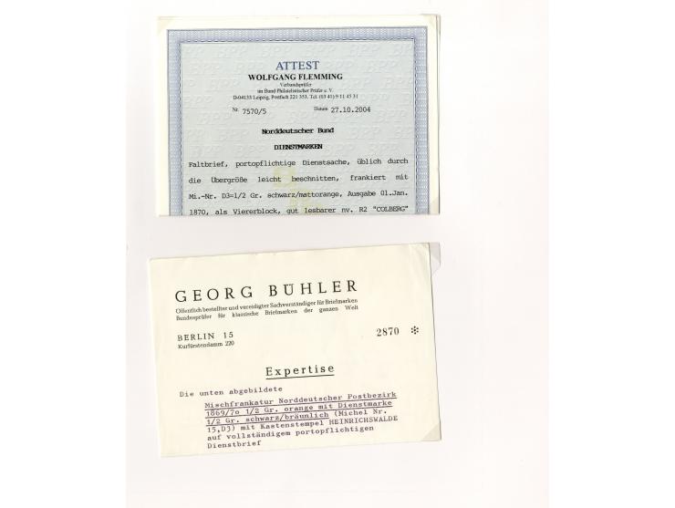 1870/71, Dienstmarken-Briefsammlung mit 45 Briefen, dabei seltene Einzelfrankaturen, Mehrfachfrankaturen, R-Briefe, Paketbegl