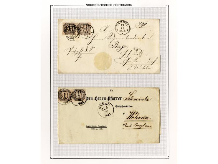 1870/71, Dienstmarken-Briefsammlung mit 45 Briefen, dabei seltene Einzelfrankaturen, Mehrfachfrankaturen, R-Briefe, Paketbegl