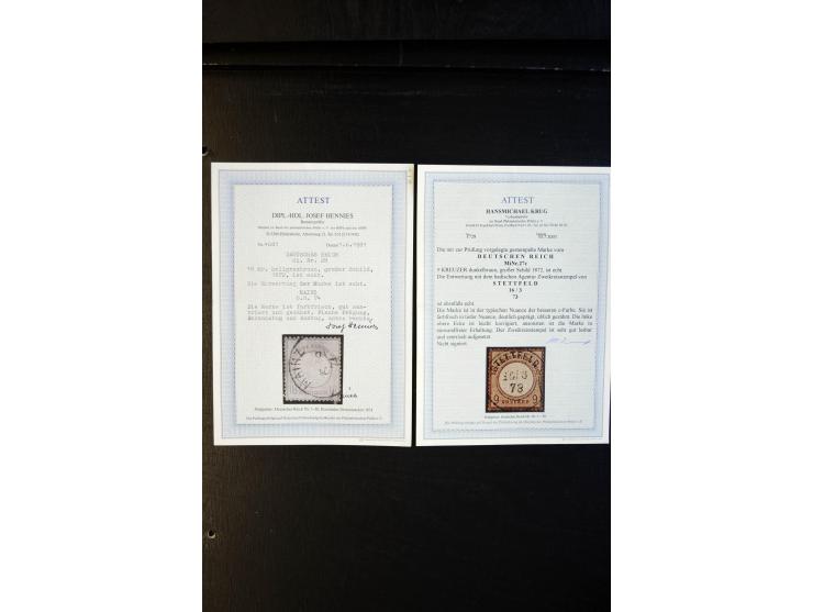 1872/75, Brustschilde-Sammlung mit ca. 300 Einzelmarken/Briefstücken, über 30 Paaren, 5 Dreierstreifen und 6 Viererblocks/-st