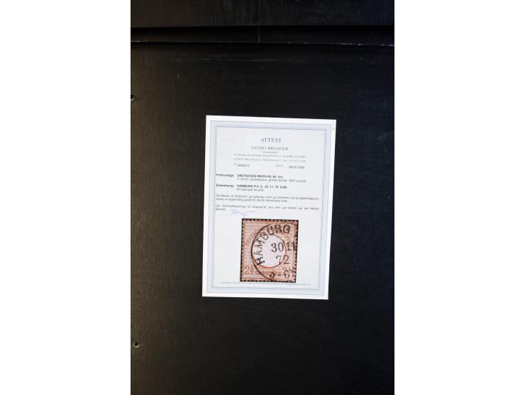 1872/75, Brustschilde-Sammlung mit ca. 300 Einzelmarken/Briefstücken, über 30 Paaren, 5 Dreierstreifen und 6 Viererblocks/-st