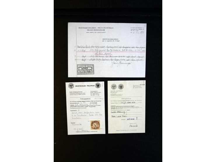 1872/75, Brustschilde-Sammlung mit ca. 300 Einzelmarken/Briefstücken, über 30 Paaren, 5 Dreierstreifen und 6 Viererblocks/-st