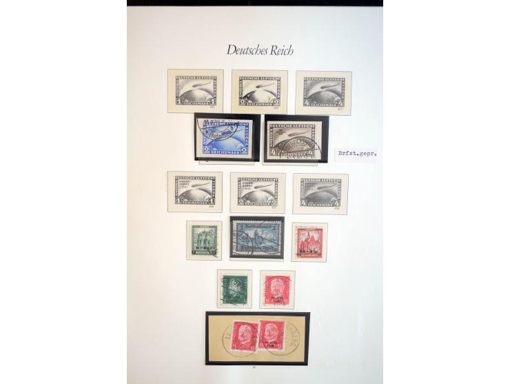 1872/1945, gestempelte reichhaltige Sammlung mit u.a. Mi.-Nr. 66, 118a, 177-80, 182, 319B, 330B, 438-39, 456-58 auf Zeppelin-