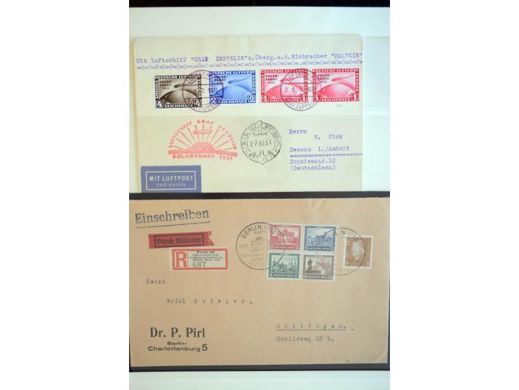 1872/1945, gestempelte reichhaltige Sammlung mit u.a. Mi.-Nr. 66, 118a, 177-80, 182, 319B, 330B, 438-39, 456-58 auf Zeppelin-