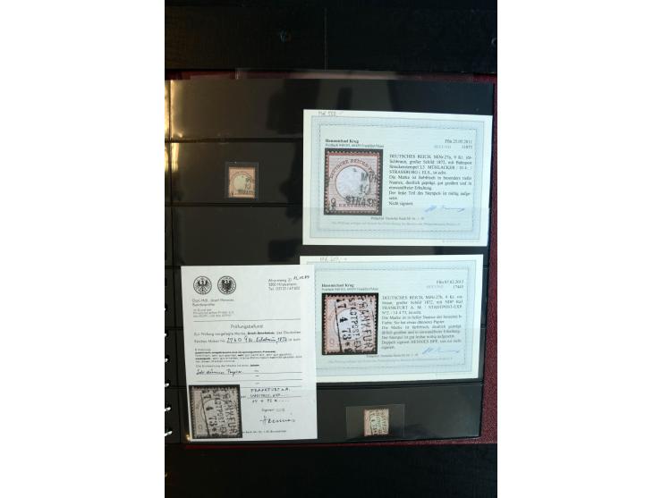 1872/75, Brustschild-Spezialsammlung, überwiegend gestempelt, mit ca. 165 Einzelmarken/Briefstücken und ca. 40 Briefen/Karten