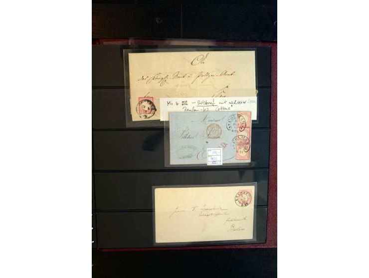 1872/75, Brustschild-Spezialsammlung, überwiegend gestempelt, mit ca. 165 Einzelmarken/Briefstücken und ca. 40 Briefen/Karten