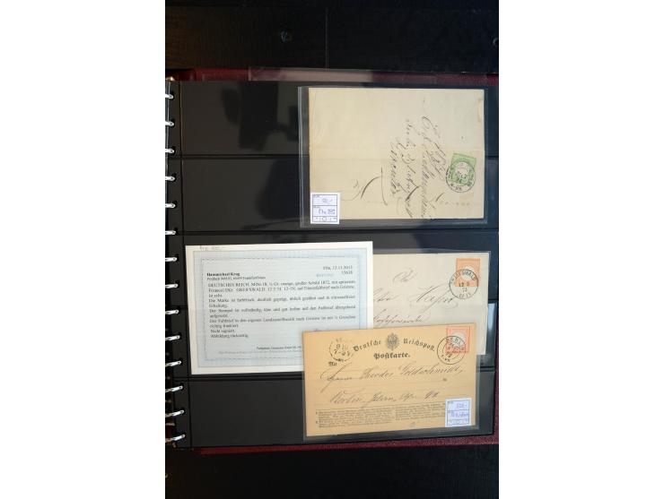 1872/75, Brustschild-Spezialsammlung, überwiegend gestempelt, mit ca. 165 Einzelmarken/Briefstücken und ca. 40 Briefen/Karten