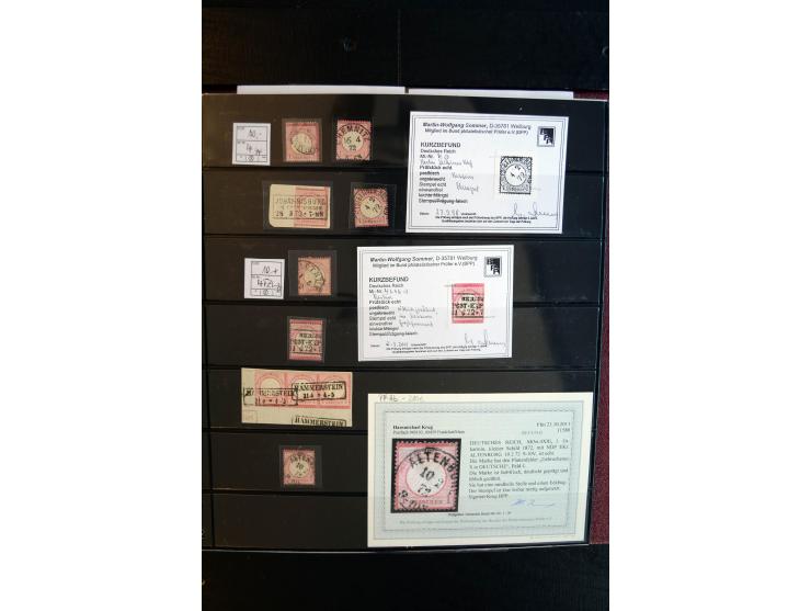 1872/75, Brustschild-Spezialsammlung, überwiegend gestempelt, mit ca. 165 Einzelmarken/Briefstücken und ca. 40 Briefen/Karten