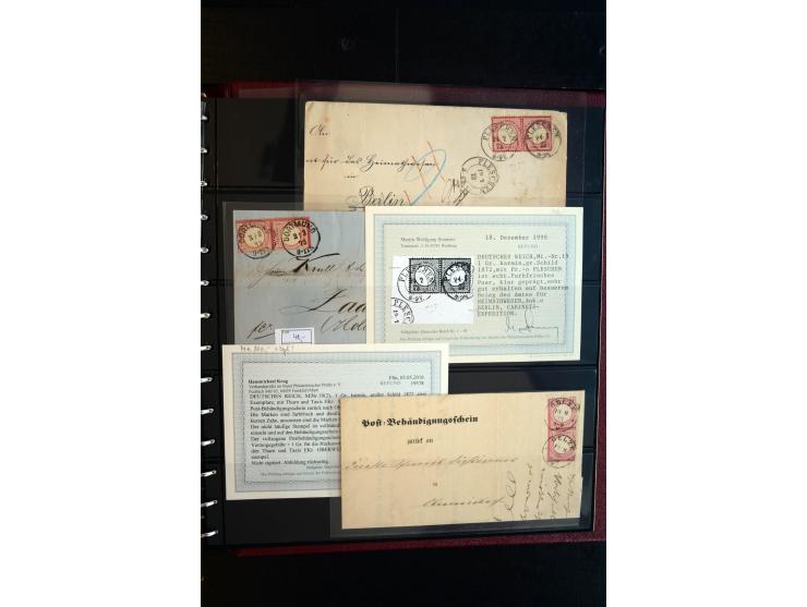 1872/75, Brustschild-Spezialsammlung, überwiegend gestempelt, mit ca. 165 Einzelmarken/Briefstücken und ca. 40 Briefen/Karten