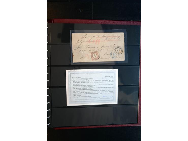 1872/75, Brustschild-Spezialsammlung, überwiegend gestempelt, mit ca. 165 Einzelmarken/Briefstücken und ca. 40 Briefen/Karten