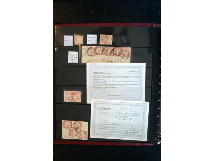1872/75, Brustschild-Spezialsammlung, überwiegend gestempelt, mit ca. 165 Einzelmarken/Briefstücken und ca. 40 Briefen/Karten