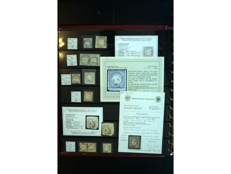 1872/75, Brustschild-Spezialsammlung, überwiegend gestempelt, mit ca. 165 Einzelmarken/Briefstücken und ca. 40 Briefen/Karten