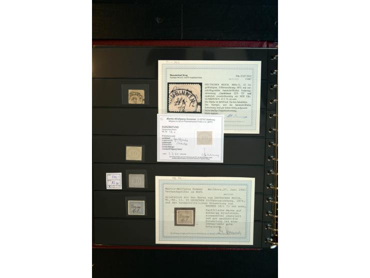 1872/75, Brustschild-Spezialsammlung, überwiegend gestempelt, mit ca. 165 Einzelmarken/Briefstücken und ca. 40 Briefen/Karten