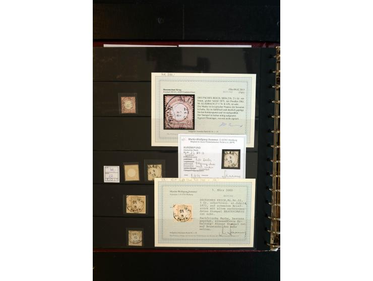 1872/75, Brustschild-Spezialsammlung, überwiegend gestempelt, mit ca. 165 Einzelmarken/Briefstücken und ca. 40 Briefen/Karten