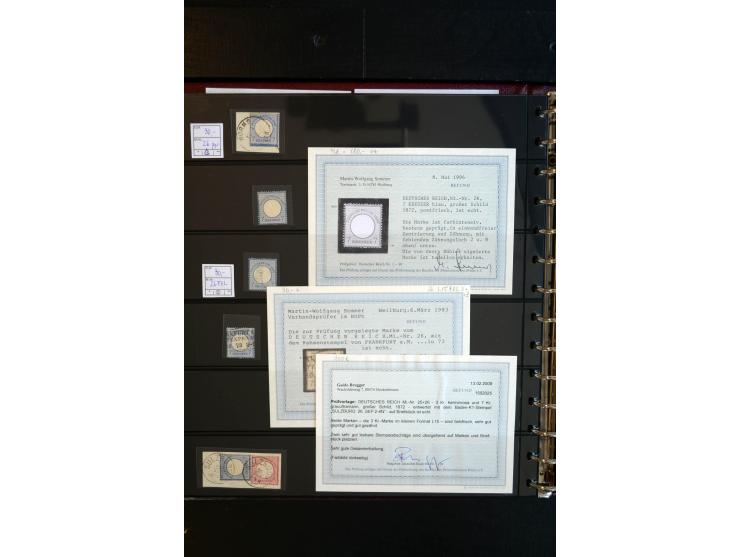 1872/75, Brustschild-Spezialsammlung, überwiegend gestempelt, mit ca. 165 Einzelmarken/Briefstücken und ca. 40 Briefen/Karten
