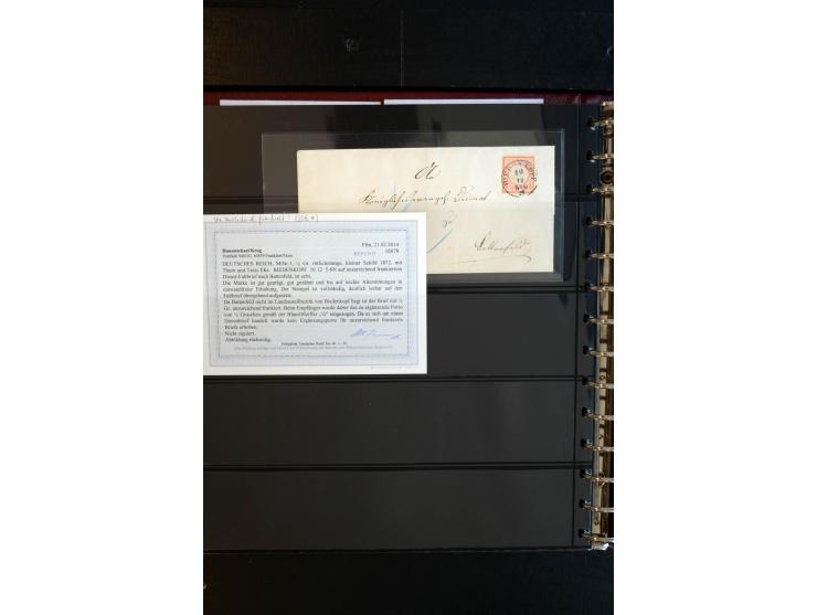 1872/75, Brustschild-Spezialsammlung, überwiegend gestempelt, mit ca. 165 Einzelmarken/Briefstücken und ca. 40 Briefen/Karten