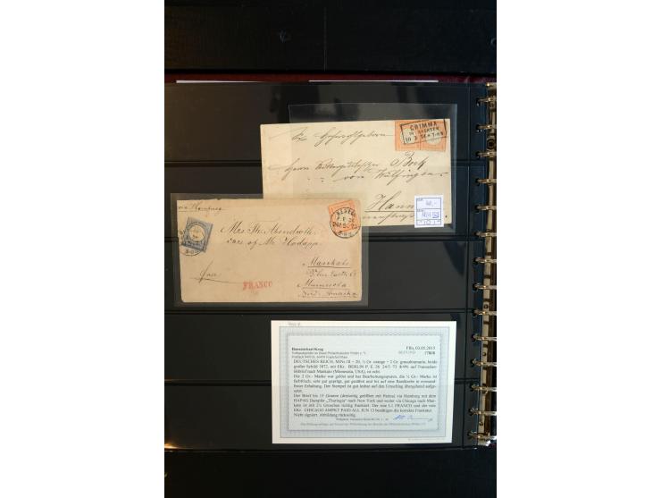 1872/75, Brustschild-Spezialsammlung, überwiegend gestempelt, mit ca. 165 Einzelmarken/Briefstücken und ca. 40 Briefen/Karten