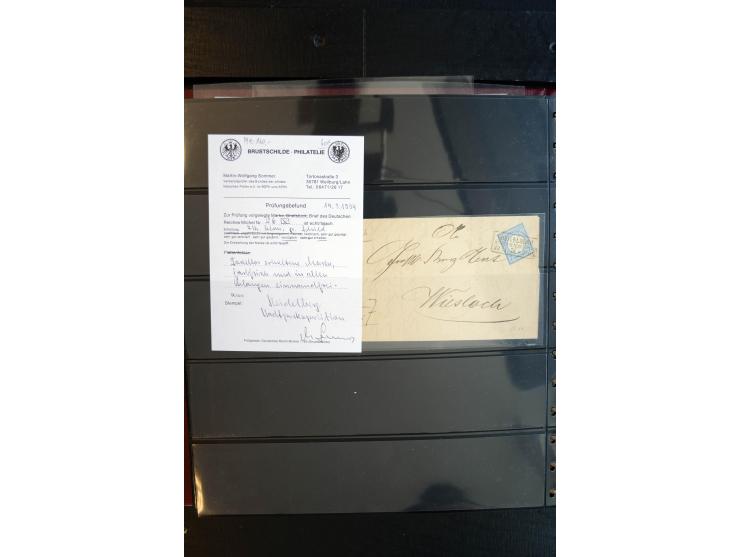 1872/75, Brustschild-Spezialsammlung, überwiegend gestempelt, mit ca. 165 Einzelmarken/Briefstücken und ca. 40 Briefen/Karten