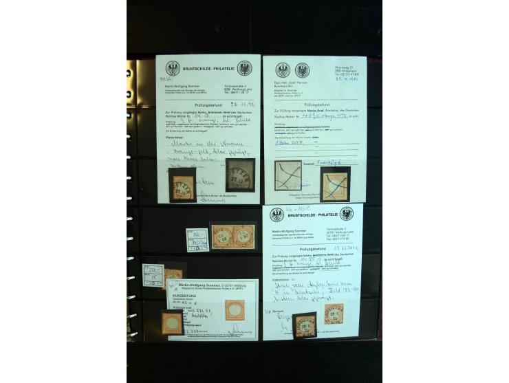 1872/75, Brustschild-Spezialsammlung, überwiegend gestempelt, mit ca. 165 Einzelmarken/Briefstücken und ca. 40 Briefen/Karten