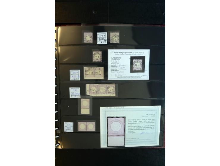 1872/75, Brustschild-Spezialsammlung, überwiegend gestempelt, mit ca. 165 Einzelmarken/Briefstücken und ca. 40 Briefen/Karten
