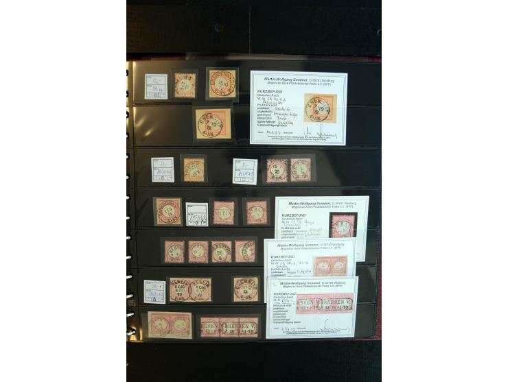 1872/75, Brustschild-Spezialsammlung, überwiegend gestempelt, mit ca. 165 Einzelmarken/Briefstücken und ca. 40 Briefen/Karten