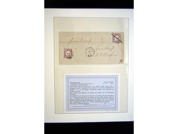 1872/75, Brustschild-Sammlung gestempelt und auf Briefen, dabei Mi.-Nr. 21b, 28 repariert, 30, Einzelfrankatur Mi.-Nr. 16, Au