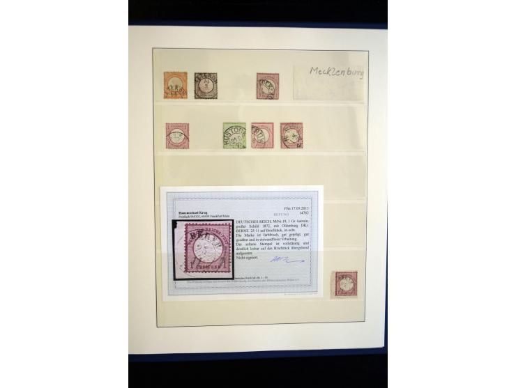 1872/75, Brustschild-Sammlung gestempelt und auf Briefen, dabei Mi.-Nr. 21b, 28 repariert, 30, Einzelfrankatur Mi.-Nr. 16, Au