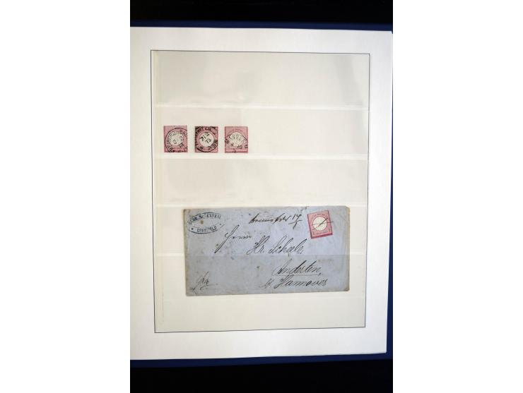 1872/75, Brustschild-Sammlung gestempelt und auf Briefen, dabei Mi.-Nr. 21b, 28 repariert, 30, Einzelfrankatur Mi.-Nr. 16, Au