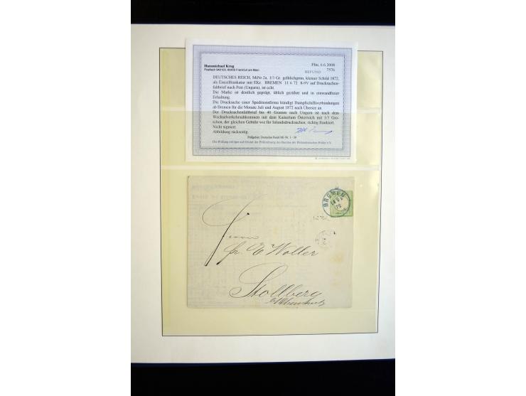 1872/75, Brustschild-Sammlung gestempelt und auf Briefen, dabei Mi.-Nr. 21b, 28 repariert, 30, Einzelfrankatur Mi.-Nr. 16, Au