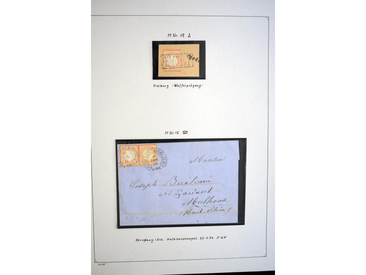 1872/75, gestempelte Brustschild-Sammlung mit einigen besseren Marken, schönen Briefstücken und wenigen Briefen und Karten, d