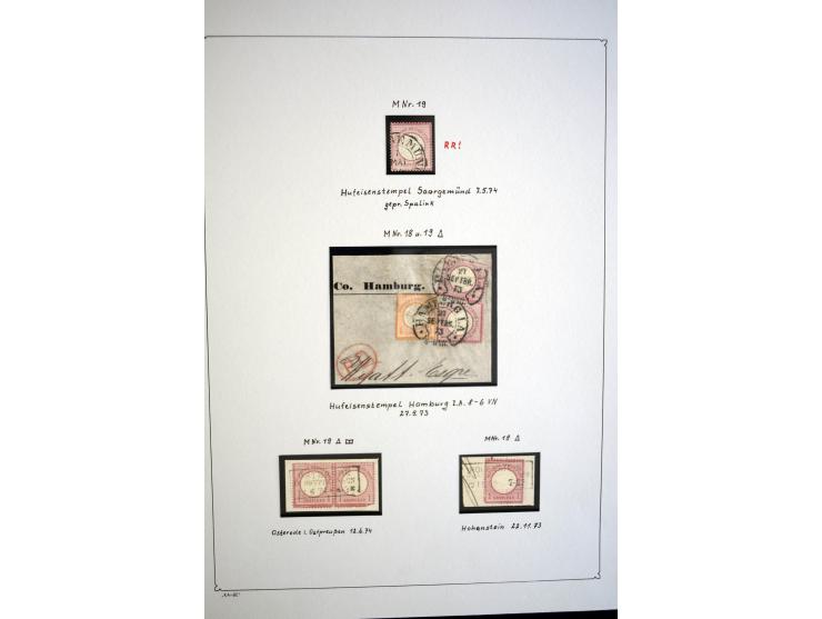 1872/75, gestempelte Brustschild-Sammlung mit einigen besseren Marken, schönen Briefstücken und wenigen Briefen und Karten, d