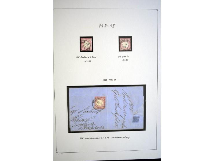 1872/75, gestempelte Brustschild-Sammlung mit einigen besseren Marken, schönen Briefstücken und wenigen Briefen und Karten, d