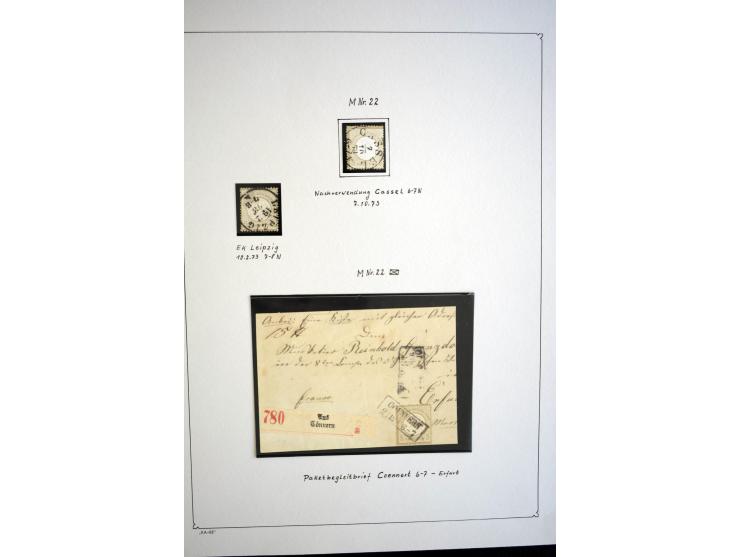 1872/75, gestempelte Brustschild-Sammlung mit einigen besseren Marken, schönen Briefstücken und wenigen Briefen und Karten, d