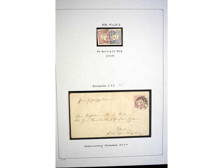 1872/75, gestempelte Brustschild-Sammlung mit einigen besseren Marken, schönen Briefstücken und wenigen Briefen und Karten, d