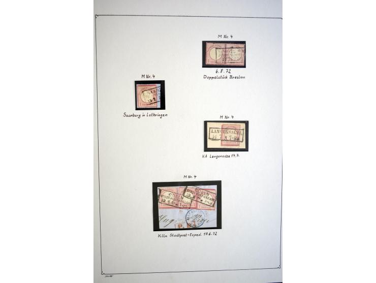 1872/75, gestempelte Brustschild-Sammlung mit einigen besseren Marken, schönen Briefstücken und wenigen Briefen und Karten, d