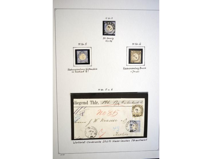 1872/75, gestempelte Brustschild-Sammlung mit einigen besseren Marken, schönen Briefstücken und wenigen Briefen und Karten, d