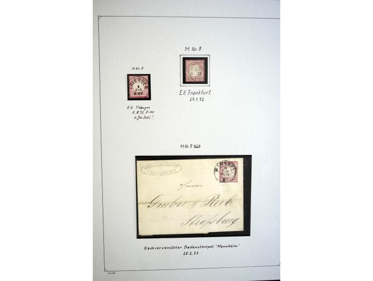 1872/75, gestempelte Brustschild-Sammlung mit einigen besseren Marken, schönen Briefstücken und wenigen Briefen und Karten, d