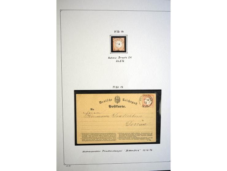 1872/75, gestempelte Brustschild-Sammlung mit einigen besseren Marken, schönen Briefstücken und wenigen Briefen und Karten, d