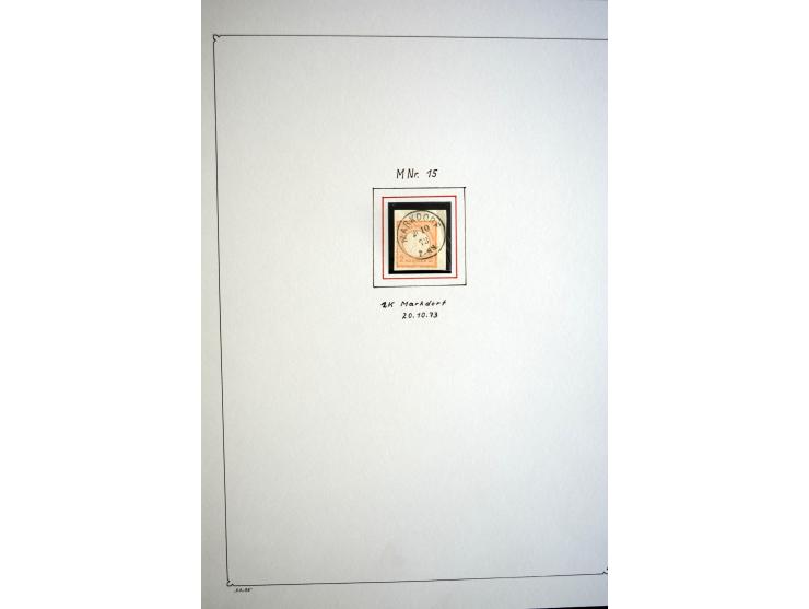 1872/75, gestempelte Brustschild-Sammlung mit einigen besseren Marken, schönen Briefstücken und wenigen Briefen und Karten, d
