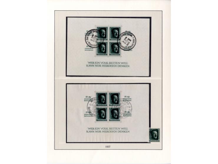 1933/45, in den Hauptnummern kpl. gestempelte Sammlung im Vordruck-Album, dabei Block 2 mit kleinen Einschränkungen im Rand (