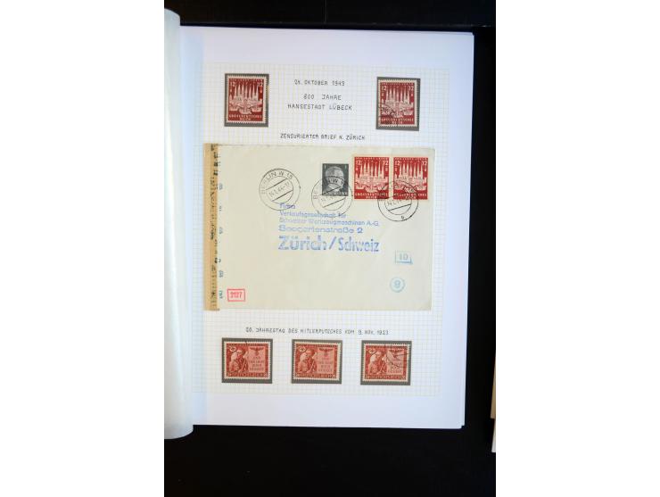 1933/45, schöne ungebraucht/postfrische und gestempelte Sammlung mit Zusammendrucken und Briefe, dabei bessere wie 508-11 ges