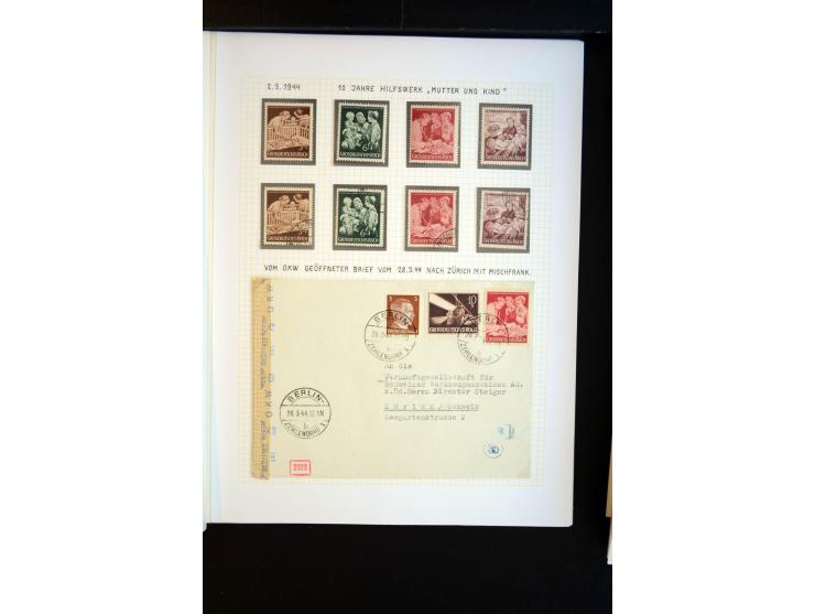 1933/45, schöne ungebraucht/postfrische und gestempelte Sammlung mit Zusammendrucken und Briefe, dabei bessere wie 508-11 ges