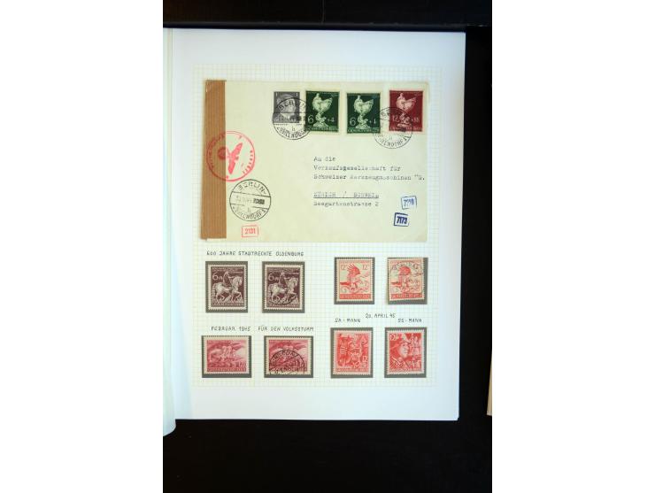1933/45, schöne ungebraucht/postfrische und gestempelte Sammlung mit Zusammendrucken und Briefe, dabei bessere wie 508-11 ges